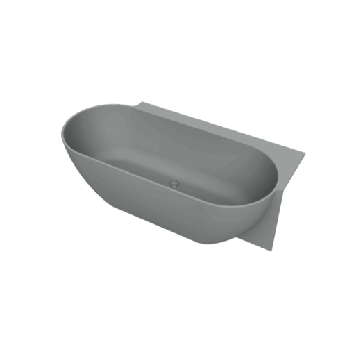 Havana wandbündige Badewanne 170 x 80 mattgrau rechts