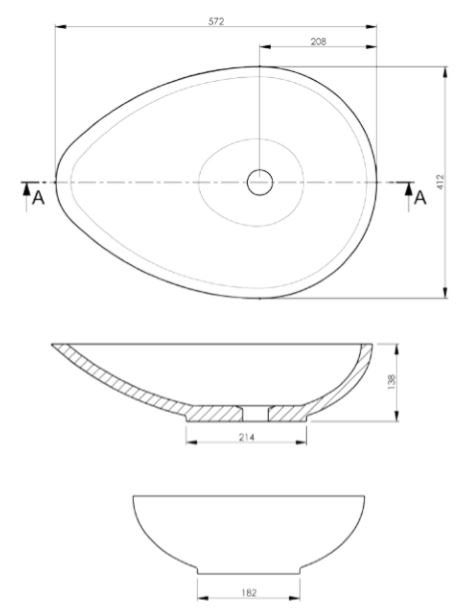 Max solid surface waskom 57*41*14 mat wit