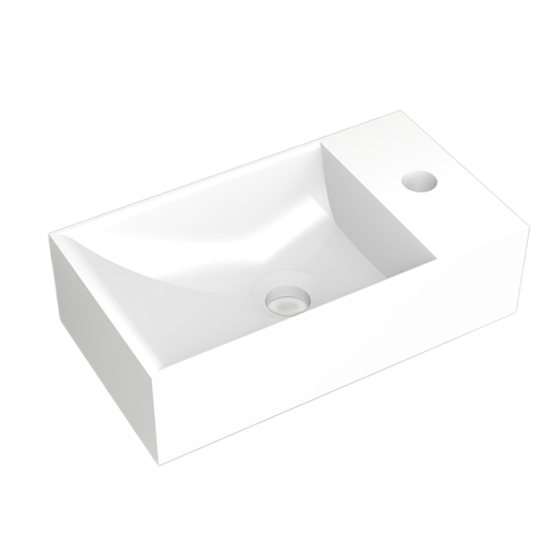 Marble Free fontein glans wit 40 x 22 x 12 rechts zonder overloop