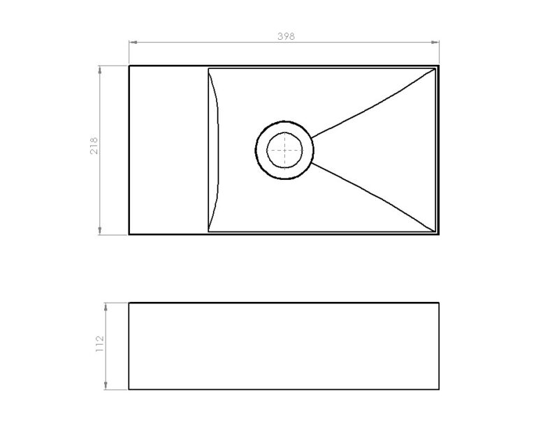 Marble Free fontein mat wit 40 x 22 x 12 links z/o z/kraangat