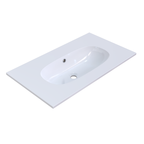 Oval 80 wastafel enkel zonder kraangat glans wit