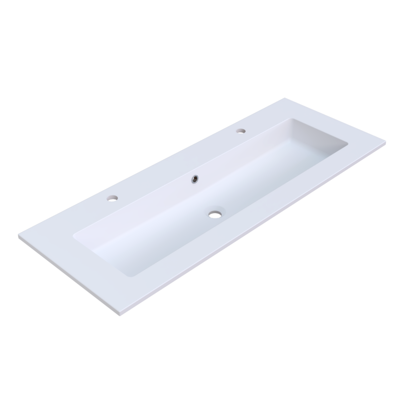 Mira 120 wastafel enkel 2 kraangaten mat wit
