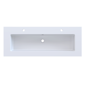 Mira 120 wastafel enkel 2 kraangaten mat wit
