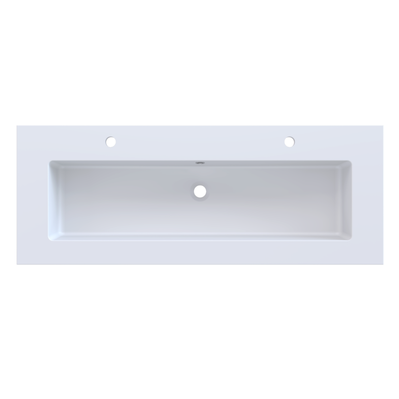 Mira 120 wastafel enkel 2 kraangaten mat wit
